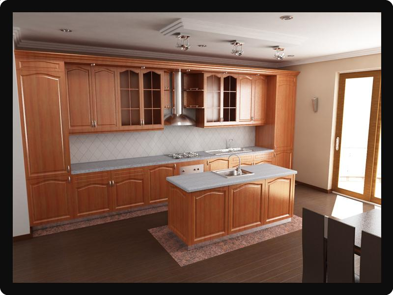 Интерьер зала-кухни-столовой (вид с зала)